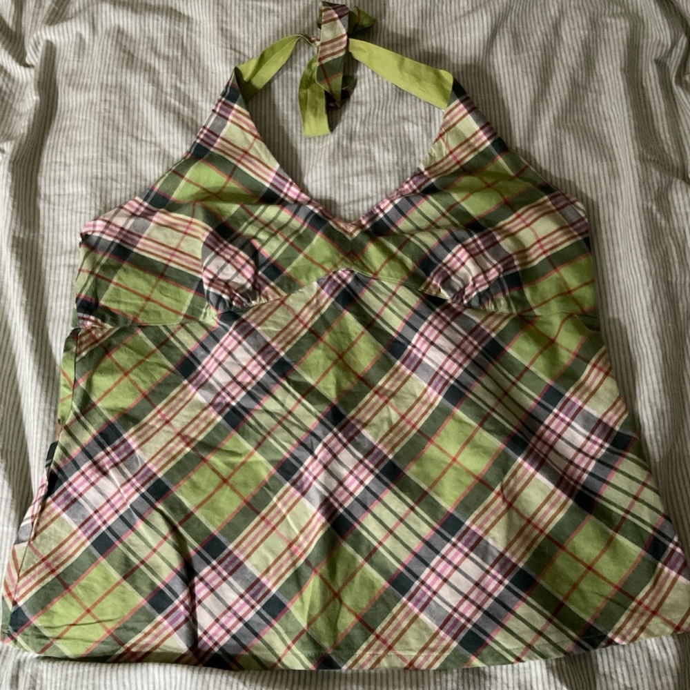 Old Navy Green Plaid Halter Top